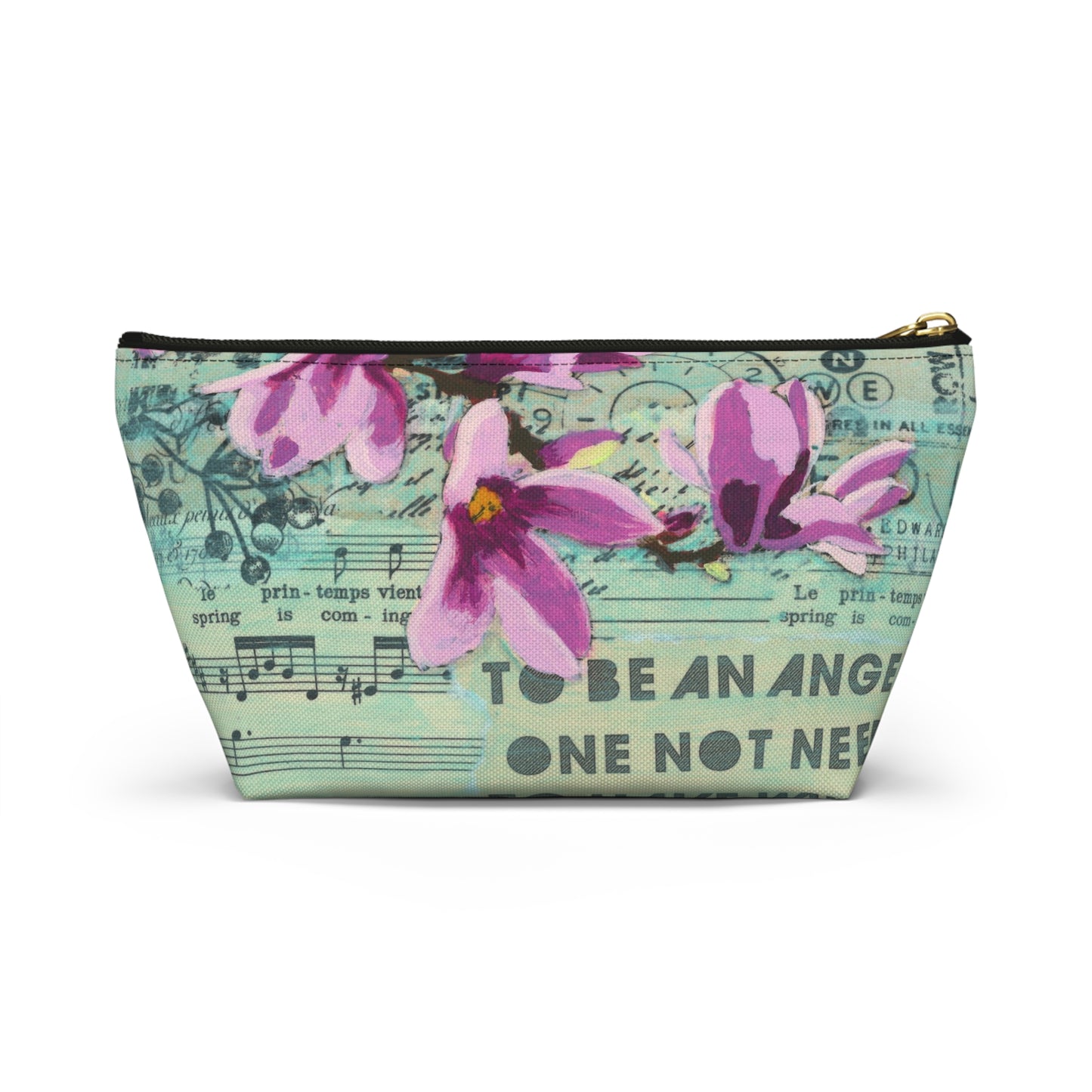 To Be An Angel Accessory Pouch - Perfect for Travel, Makeup, & Gifts; Floral & Nature Design