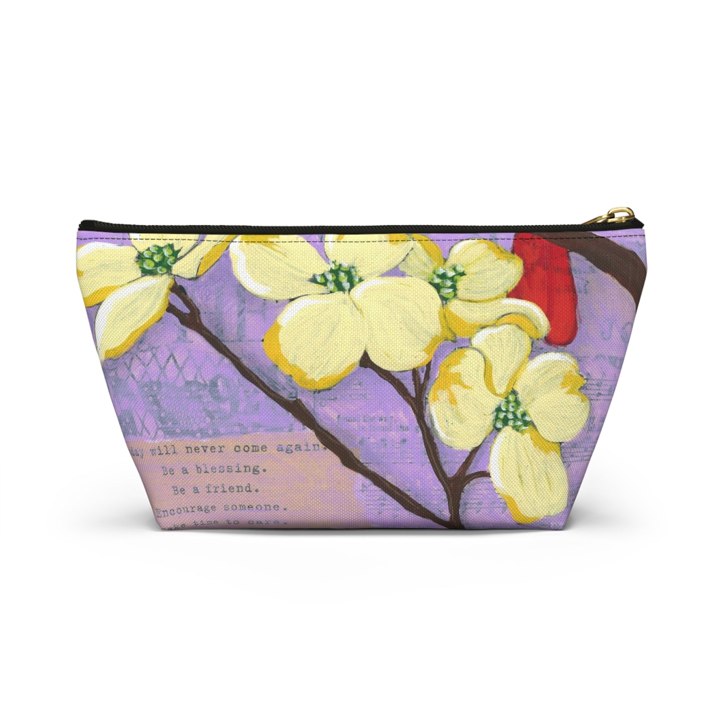 Be A Blessing Accessory Pouch, Nature-Inspired Makeup Bag, Travel Organizer, Gift for Bird Lovers, Floral Design Clutch