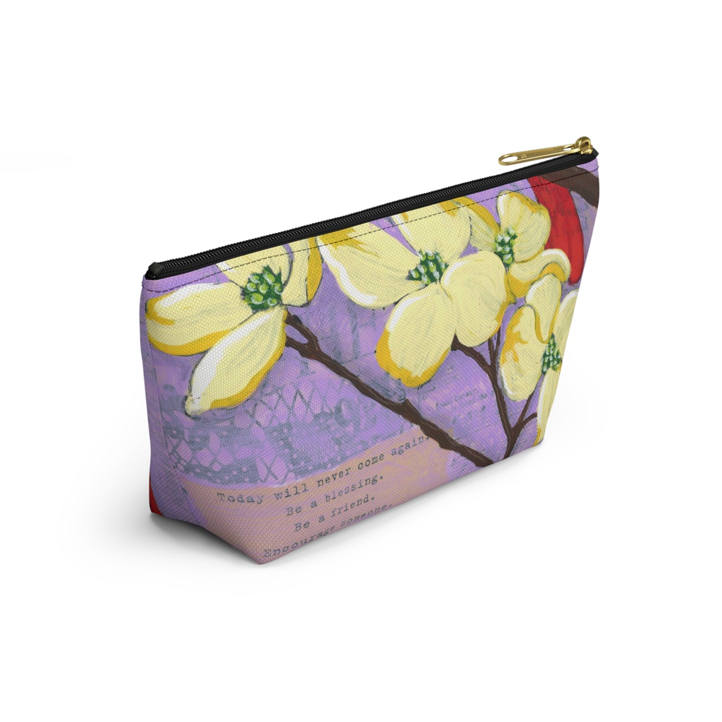 Be A Blessing Accessory Pouch, Nature-Inspired Makeup Bag, Travel Organizer, Gift for Bird Lovers, Floral Design Clutch