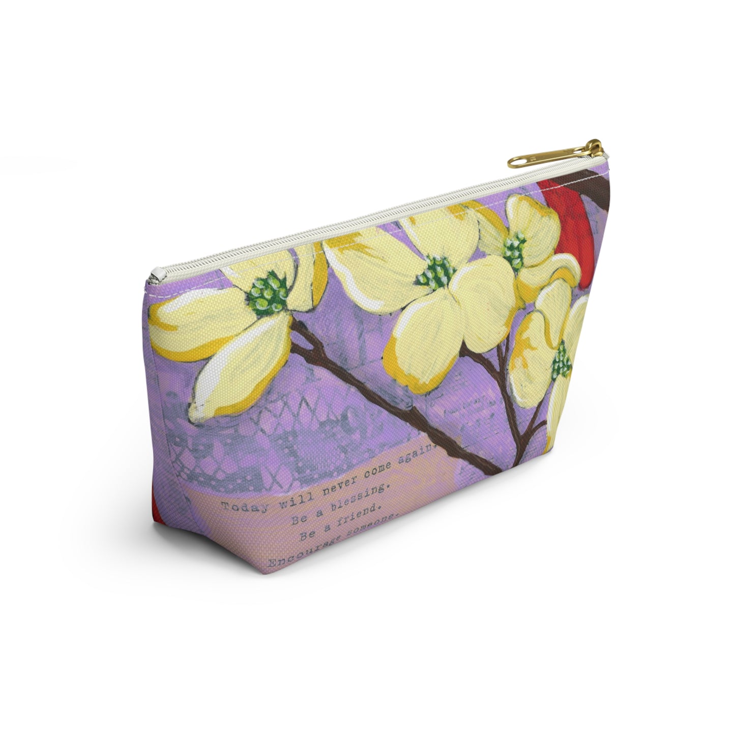 Be A Blessing Accessory Pouch, Nature-Inspired Makeup Bag, Travel Organizer, Gift for Bird Lovers, Floral Design Clutch
