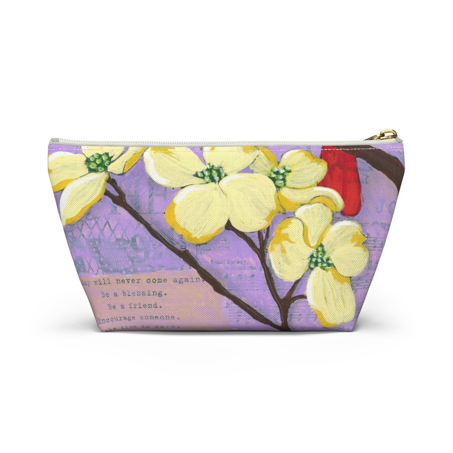 Be A Blessing Accessory Pouch, Nature-Inspired Makeup Bag, Travel Organizer, Gift for Bird Lovers, Floral Design Clutch