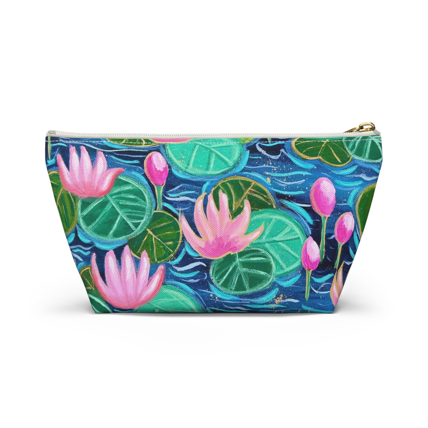 Waterlily Wonder Accessory Pouch - Perfect for Travel, Makeup, & Gifts; Floral & Nature Design