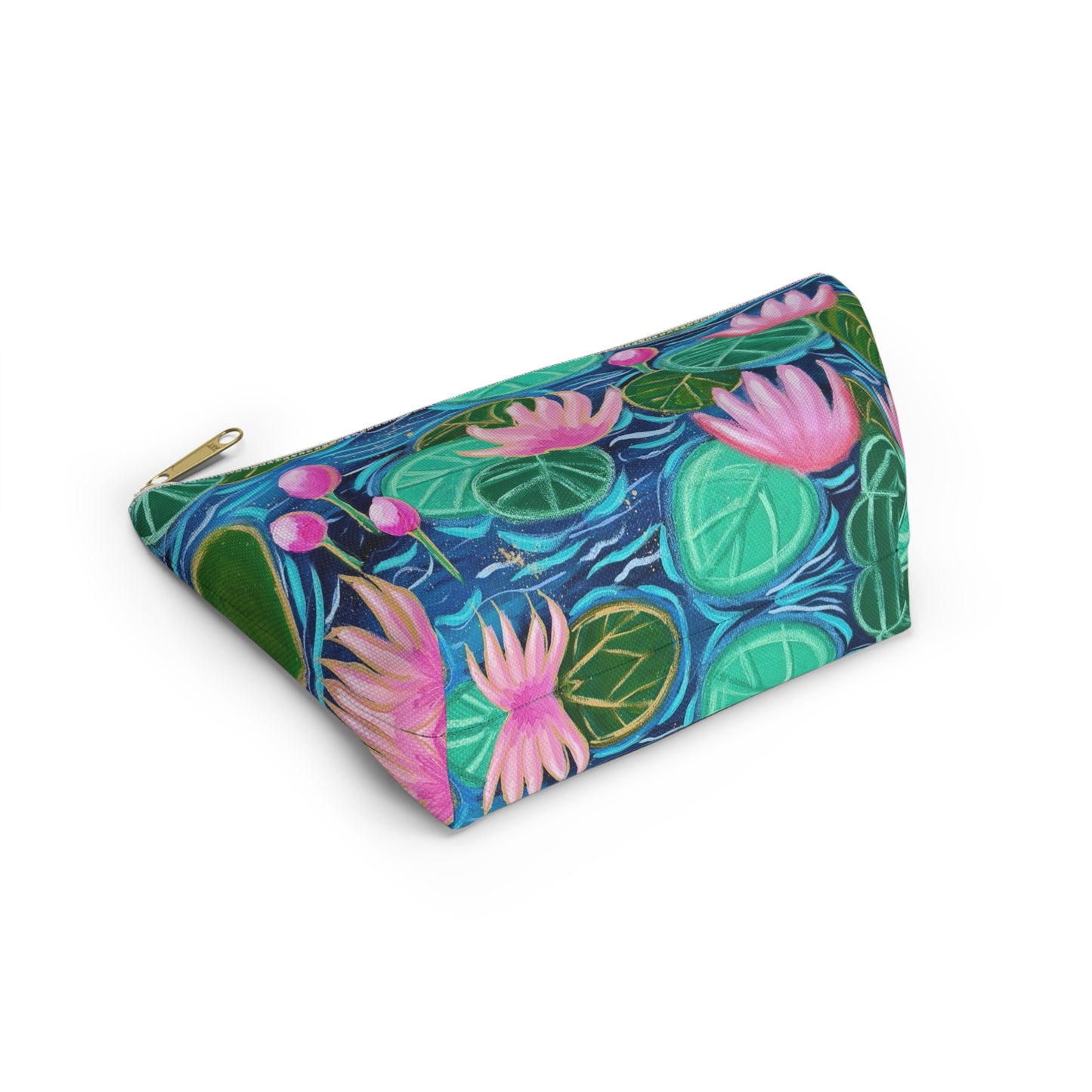 Waterlily Wonder Accessory Pouch - Perfect for Travel, Makeup, & Gifts; Floral & Nature Design