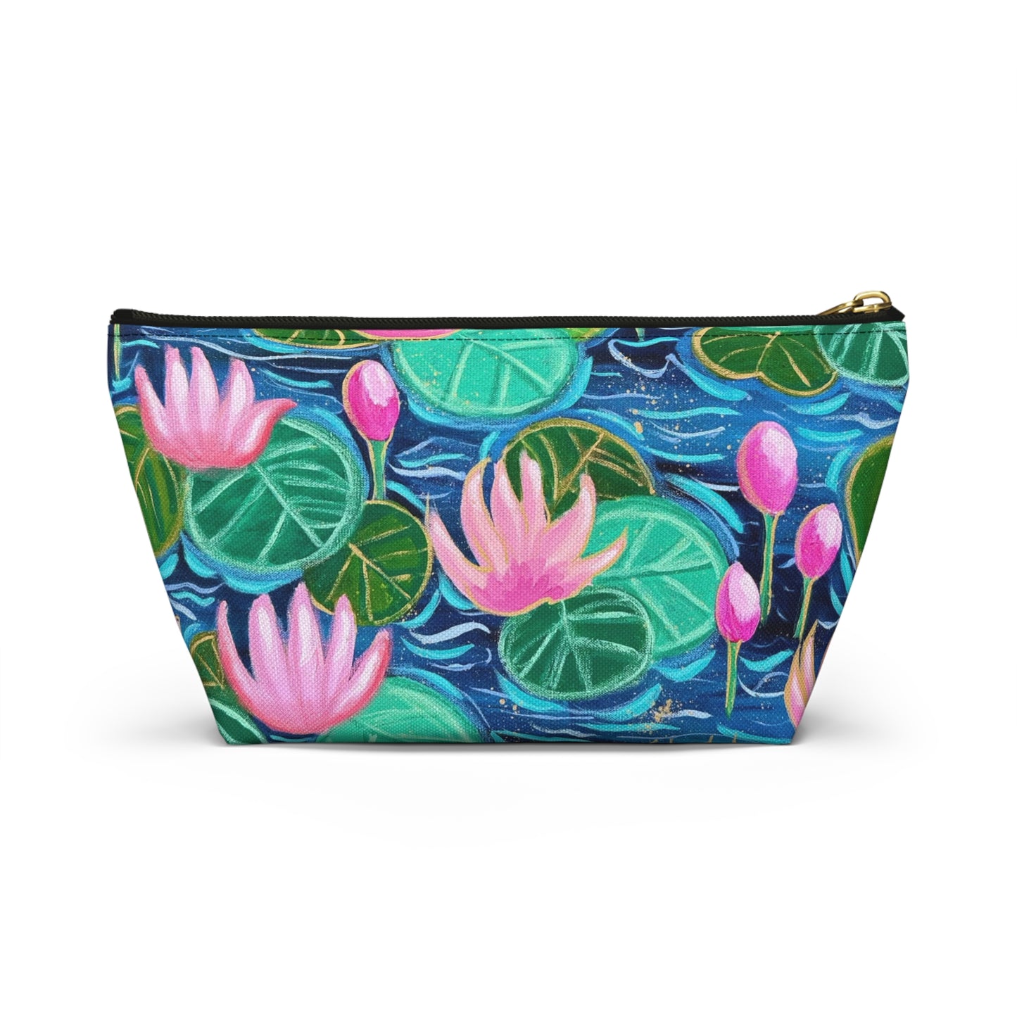 Waterlily Wonder Accessory Pouch - Perfect for Travel, Makeup, & Gifts; Floral & Nature Design