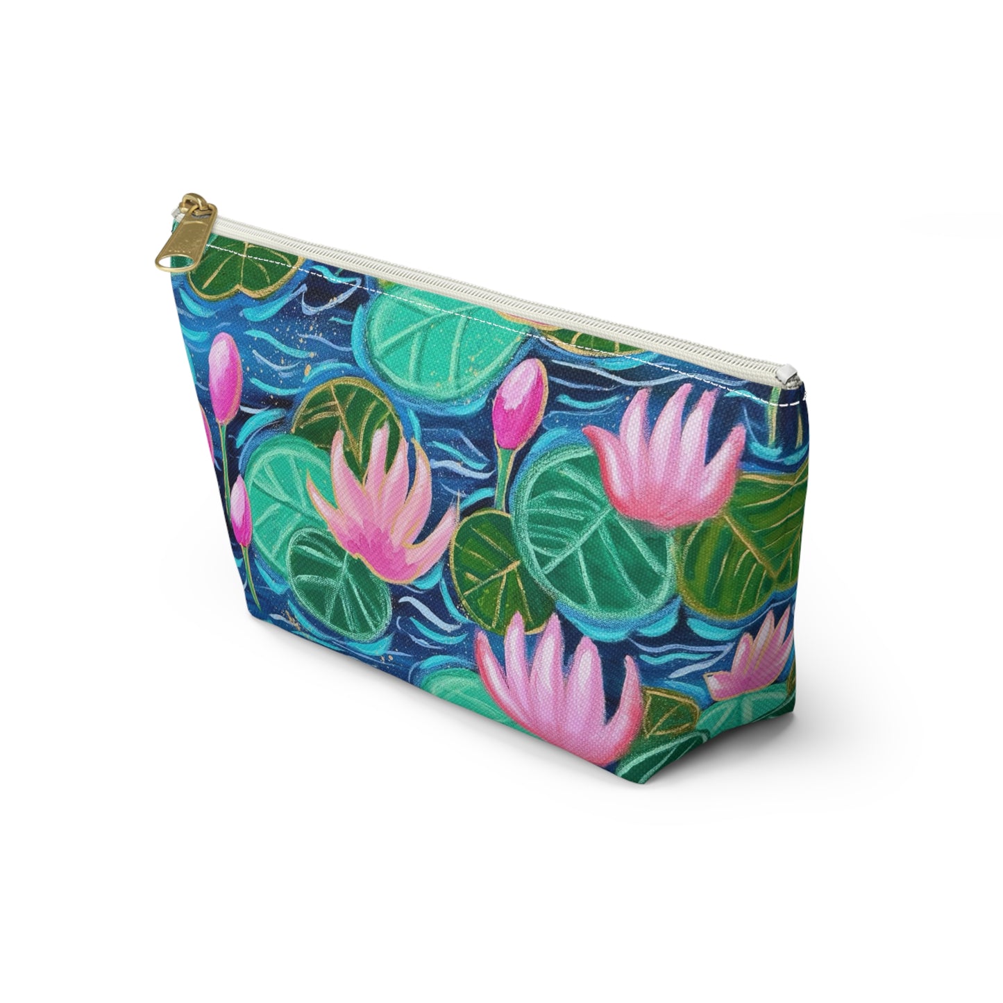 Waterlily Wonder Accessory Pouch - Perfect for Travel, Makeup, & Gifts; Floral & Nature Design