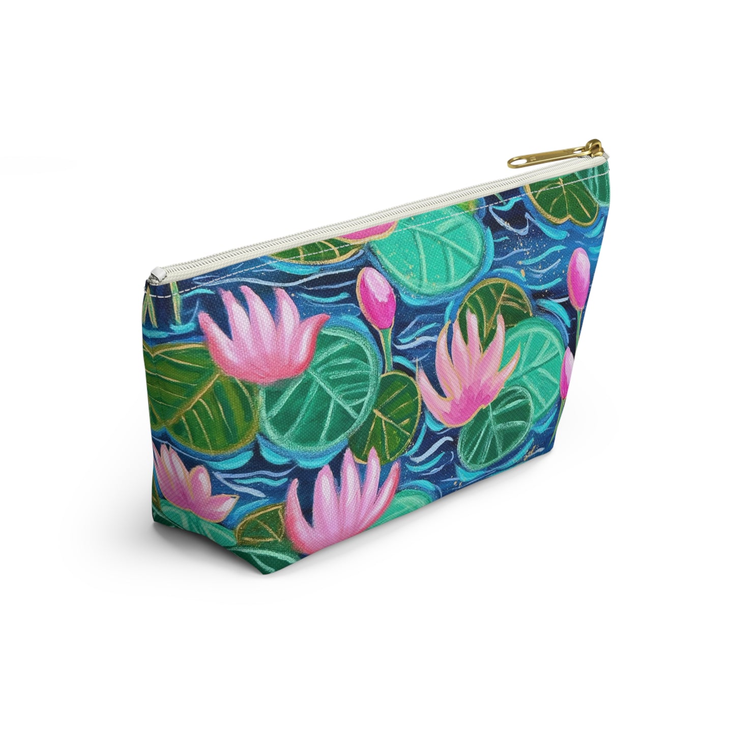 Waterlily Wonder Accessory Pouch - Perfect for Travel, Makeup, & Gifts; Floral & Nature Design