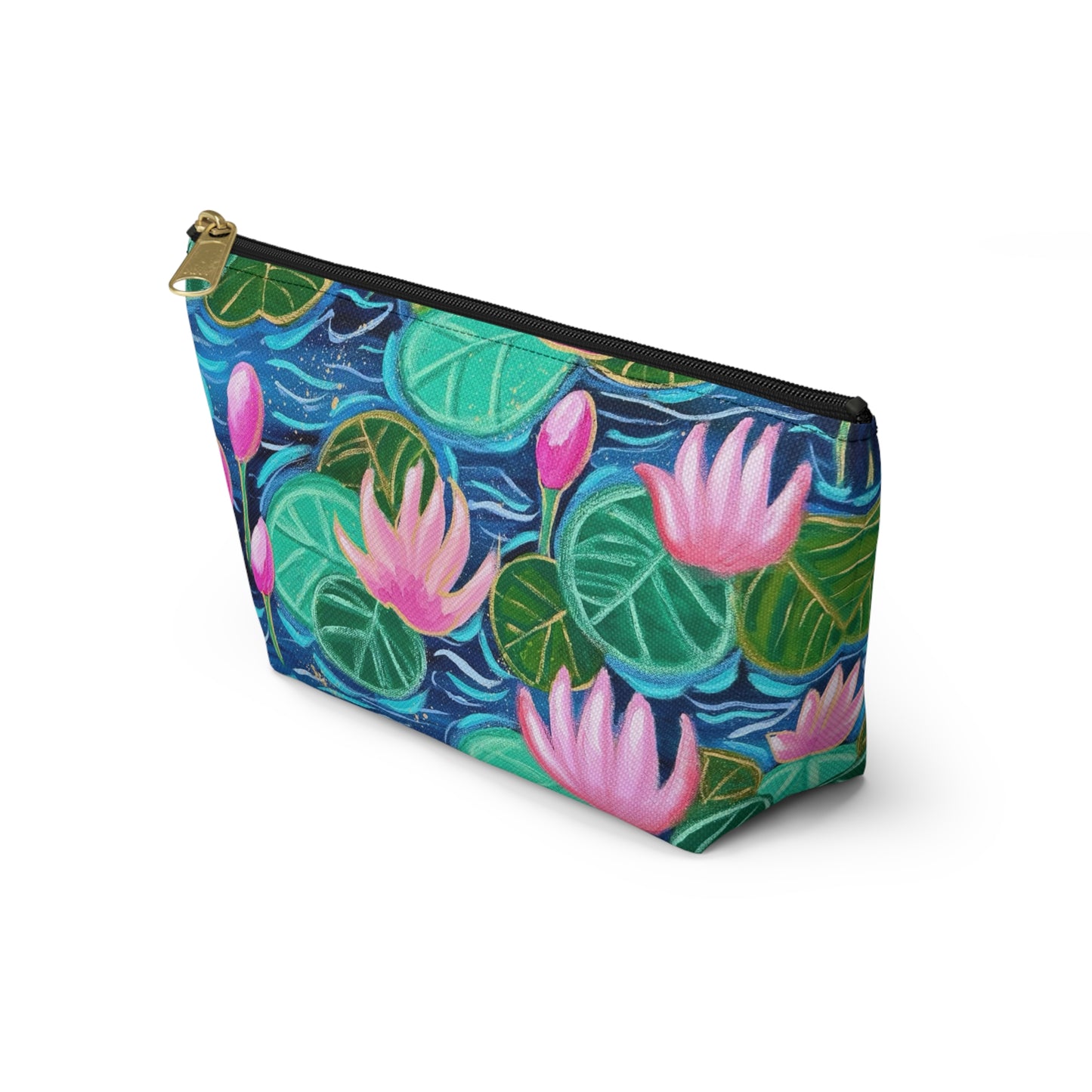 Waterlily Wonder Accessory Pouch - Perfect for Travel, Makeup, & Gifts; Floral & Nature Design