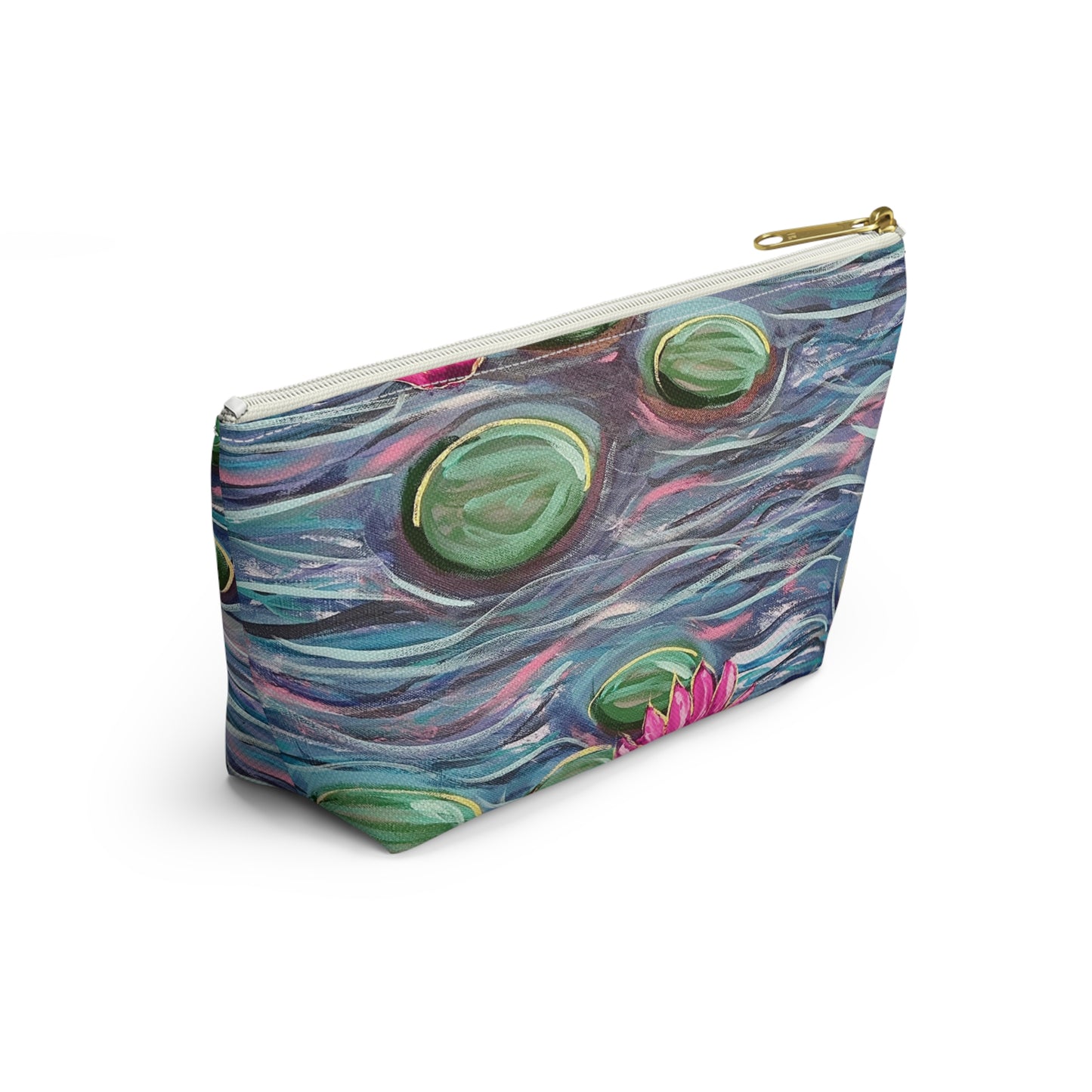 Dance of the Waterlilies Accessory Pouch - Perfect for Travel, Makeup, & Gifts; Floral & Nature Design