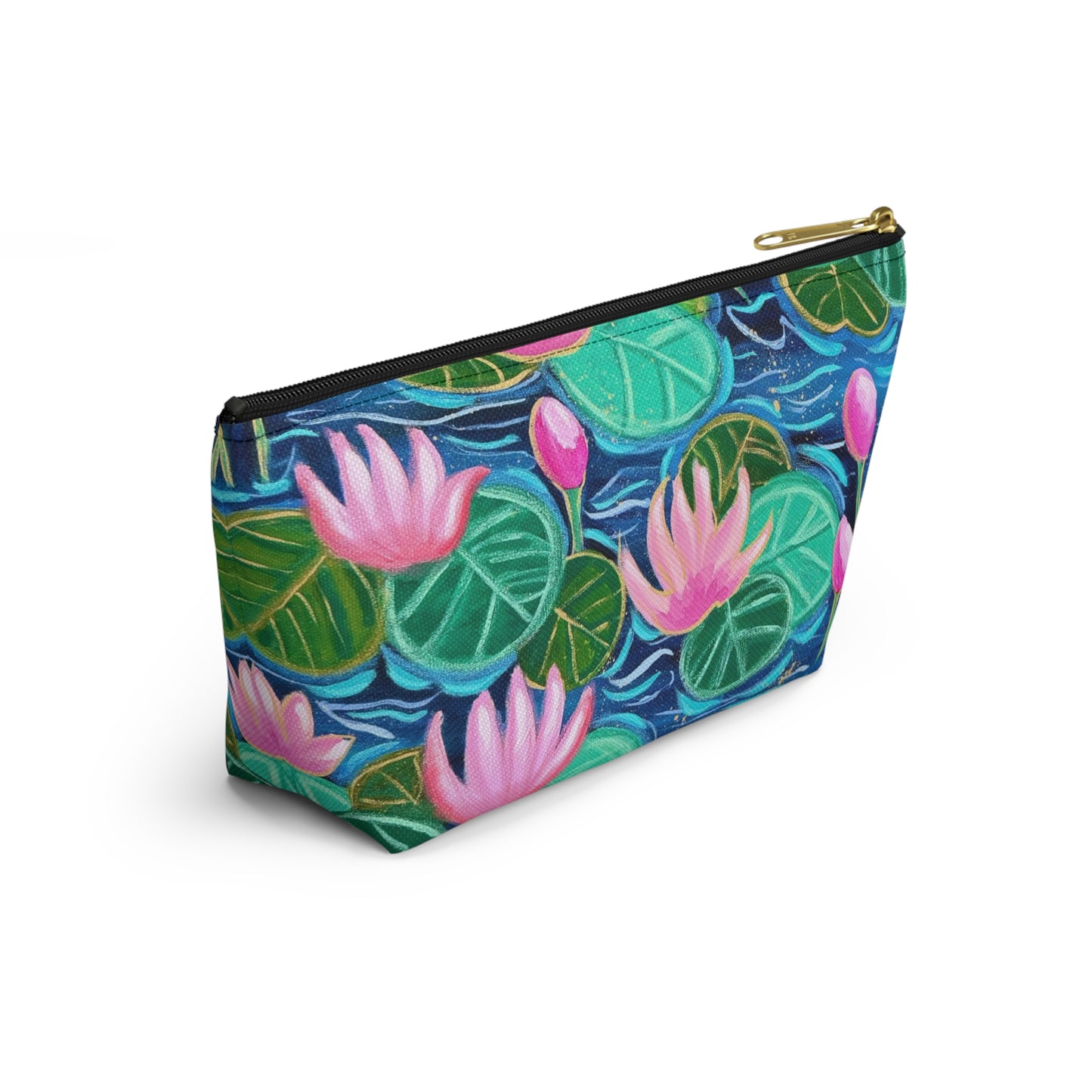 Waterlily Wonder Accessory Pouch - Perfect for Travel, Makeup, & Gifts; Floral & Nature Design