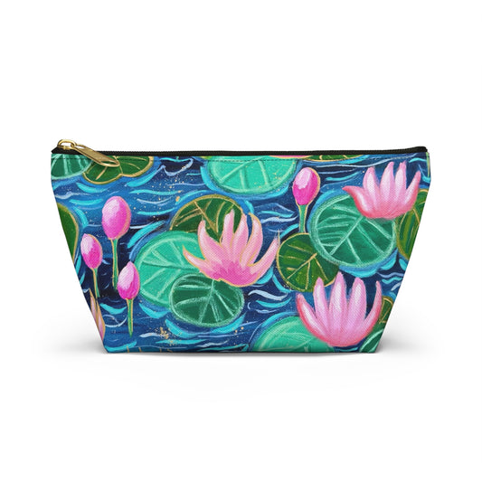 Waterlily Wonder Accessory Pouch - Perfect for Travel, Makeup, & Gifts; Floral & Nature Design